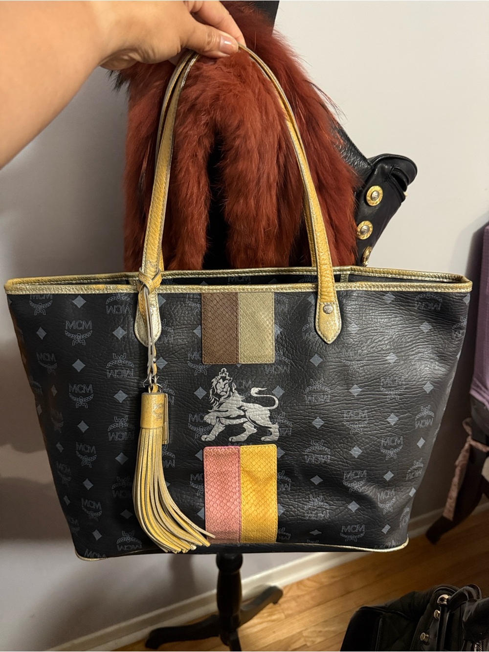Authentic MCM Black Monogram Tote